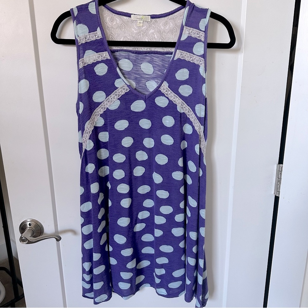 Anthropologie Rococo Dot Chemise by Porridge Purple Polka Dot Knit Nightie